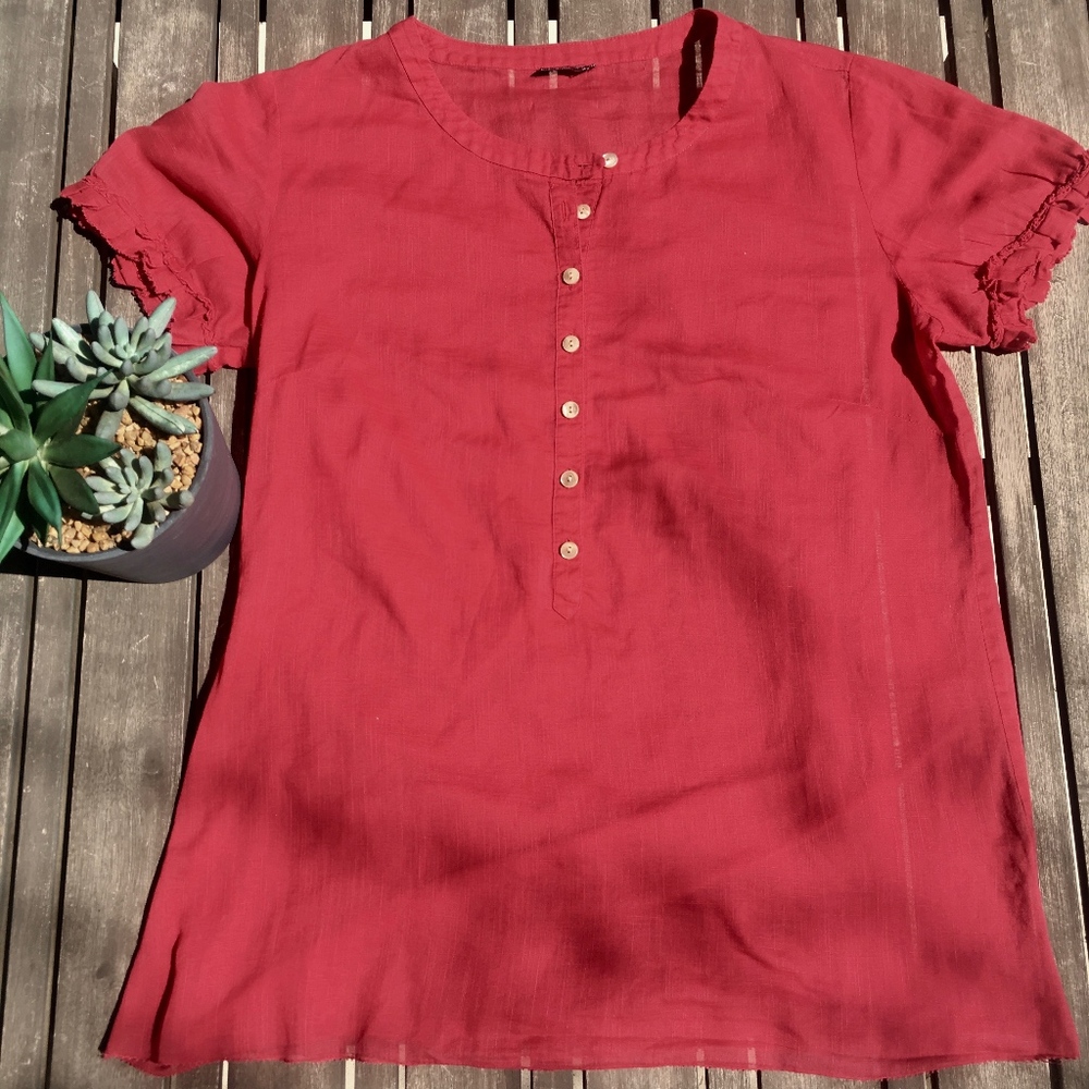 Red J Crew short sleeve blouse - S 4